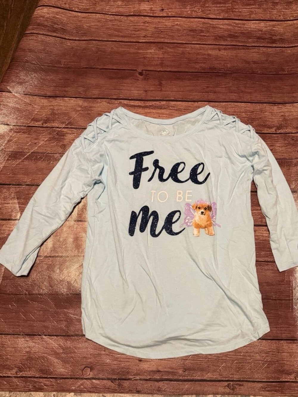 Girl’s Justice Free To Be Me Dog Puppy Fairy Long Sleeve Shirt Size 16